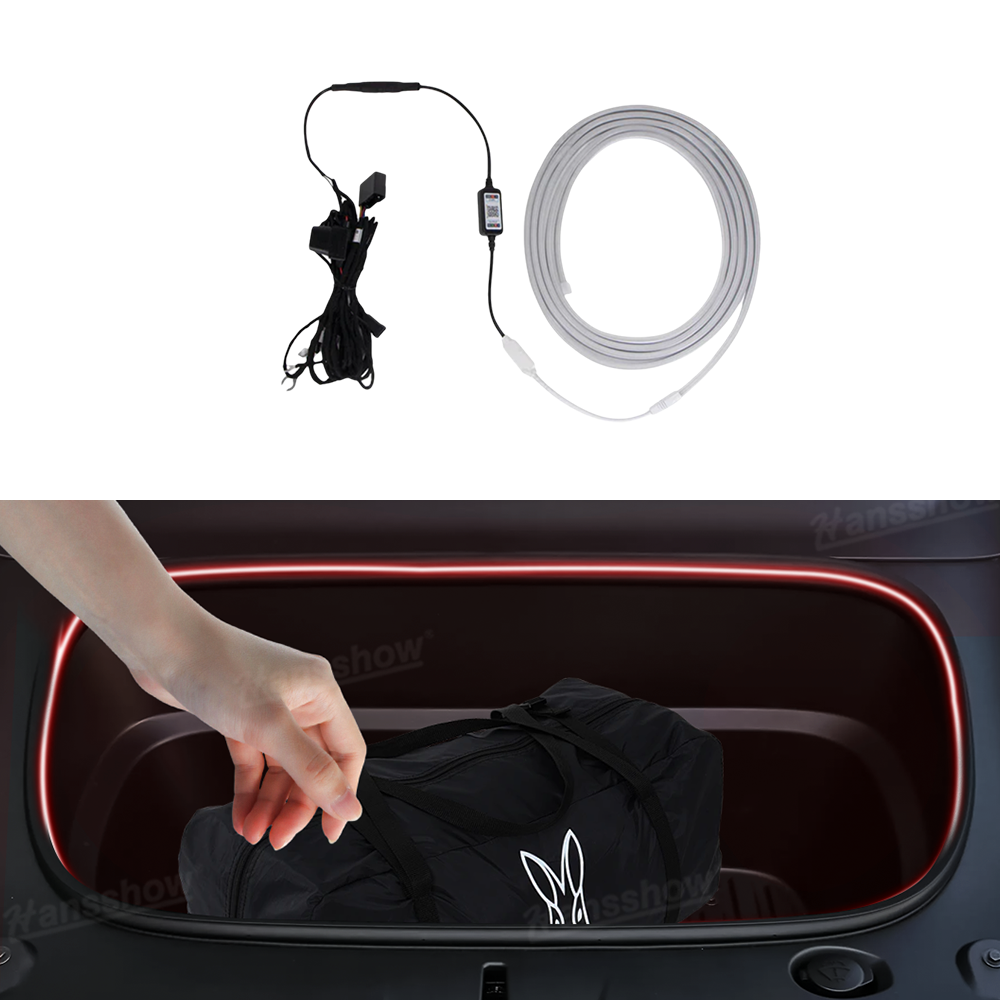 Model Y Juniper Front Trunk LED Light Strip RGB for Tesla Ambient Lighting - Front View
