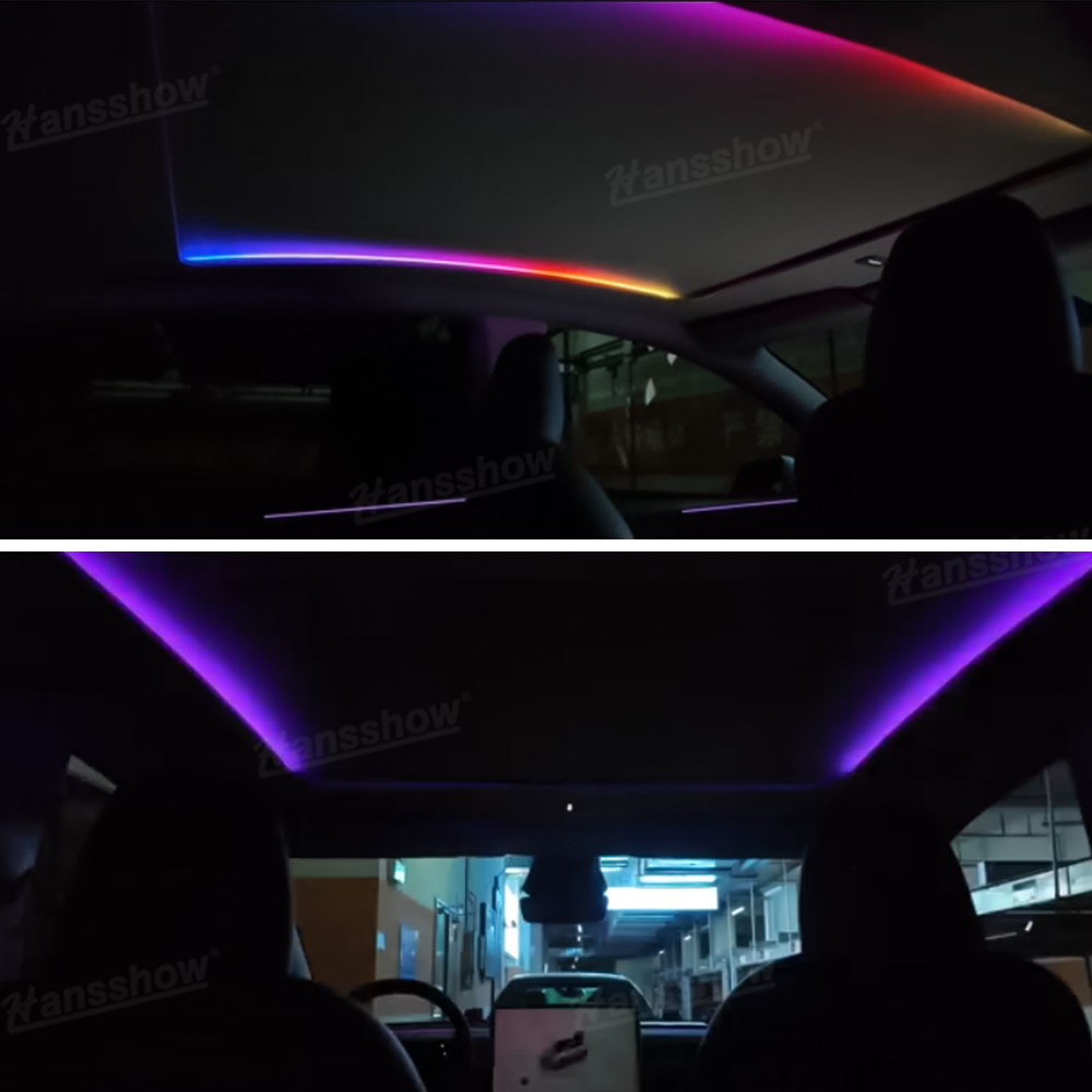 Model Y Juniper Power Sunshade with ambient lighting