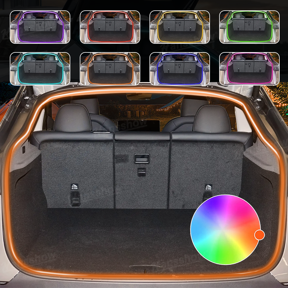 Model Y Juniper Rear Trunk Ambient Lighting RGB LED Light Strips - front view