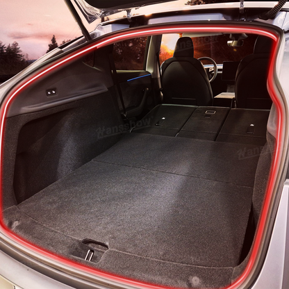 Model Y Juniper Rear Trunk Ambient Lighting RGB LED Light Strips - trunk open view