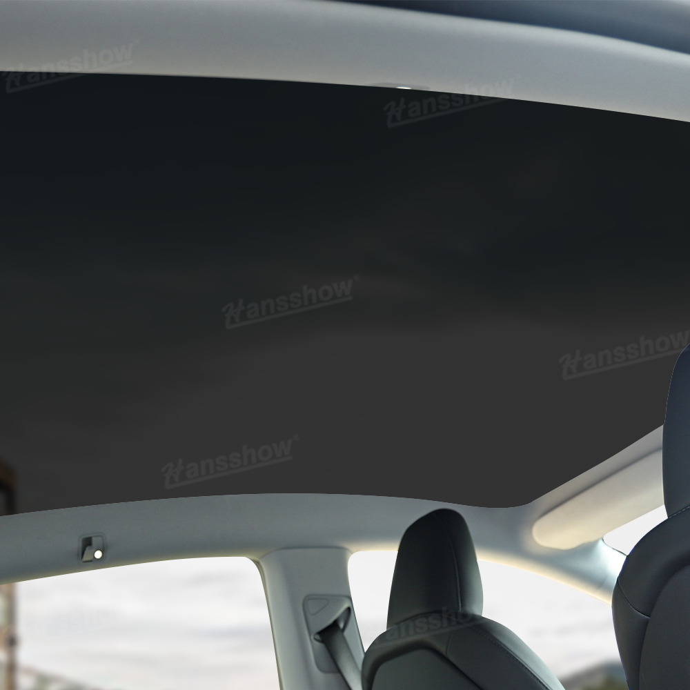 Side angle of Model Y Juniper Skylight Roof Heat Shield Film