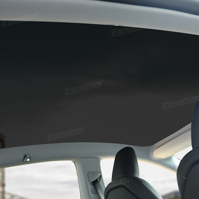 Side angle of Model Y Juniper Skylight Roof Heat Shield Film