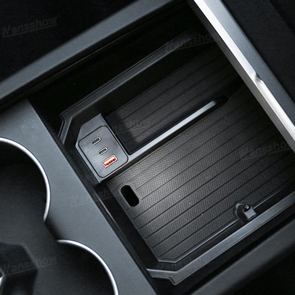 Model Y Juniper Center Console Organizer installed in vehicle