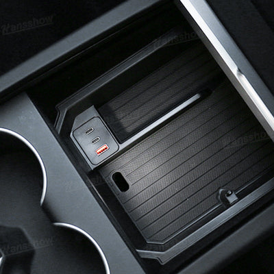 Model Y Juniper Center Console Organizer installed in vehicle