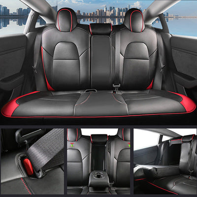 Model 3/Y Custom Leather Seat Cover for Tesla Model Y - back view