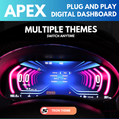 APEX Digital Dashboard showing CarPlay feature for Nissan GT-R