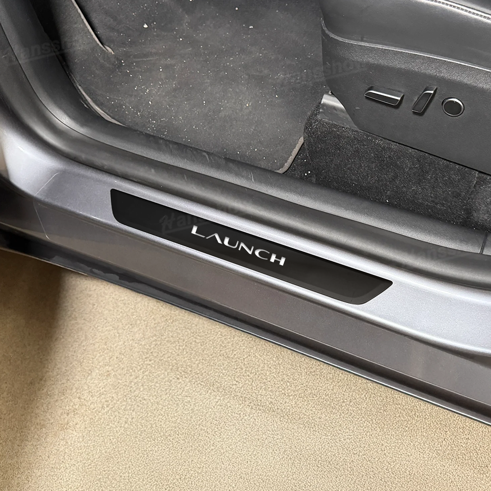Model Y Juniper LED Welcome Pedal Door Sill Protector With LAUNCH Letter - Lifestyle Shot