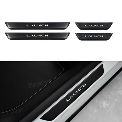 Model Y Juniper LED Welcome Pedal Door Sill Protector With LAUNCH Letter - Front View