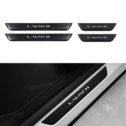 Model Y Juniper LED Welcome Pedal Door Sill Protector With LAUNCH Letter - Front View