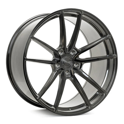 Velgen VF5 Flow-Formed Wheels close-up in Gloss Silver