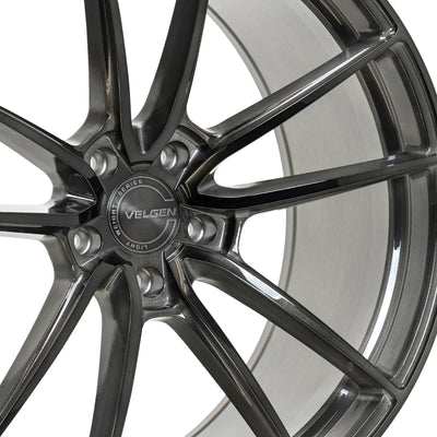 Velgen VF5 Flow-Formed Wheels installed on a vehicle in 22 inch Gloss Bronze