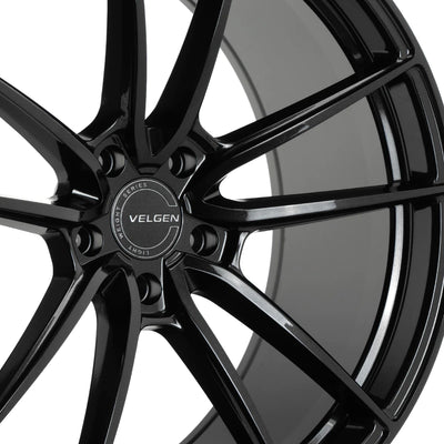 Velgen VF5 Flow-Formed Wheels detail view in 22 inch Brushed Titanium