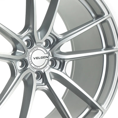 Velgen VF5 Flow-Formed Wheels close-up in 22 inch Gloss Silver