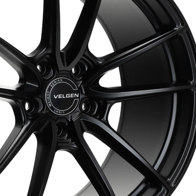 Velgen VF5 Flow-Formed Wheels top view in 22 inch Satin Black