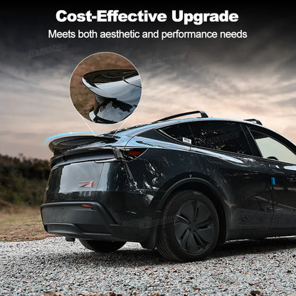 Model Y Real Carbon Fiber Glossy Tail Spoiler Wing front view