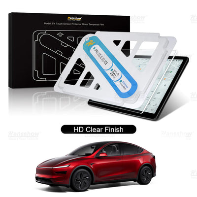 Model 3/Y Tempered Glass Screen Protector with glare comparison