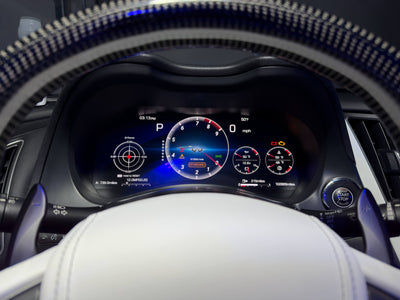 Infiniti Q50 with APEX Digital Dashboard displaying modern visuals