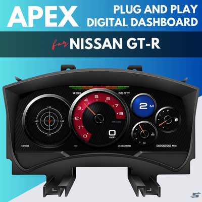 APEX Digital Dashboard Instrument Cluster front view for Nissan GT-R