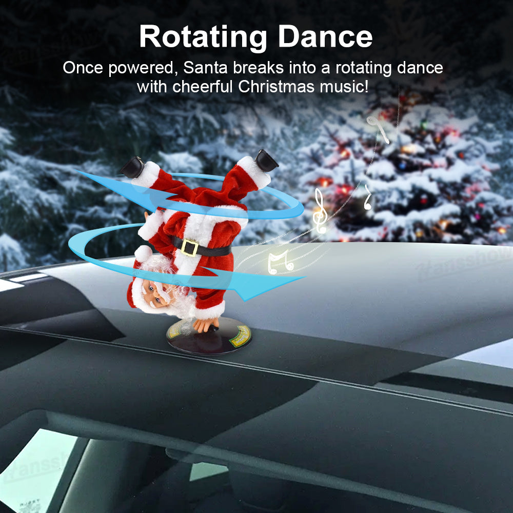 Climbing Santa Claus Decoration for Tesla Model Y in driveway