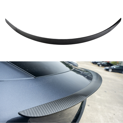 Model Y Juniper Spoiler Real Carbon Fiber Wing Rear Trunk Lip Lid - front view