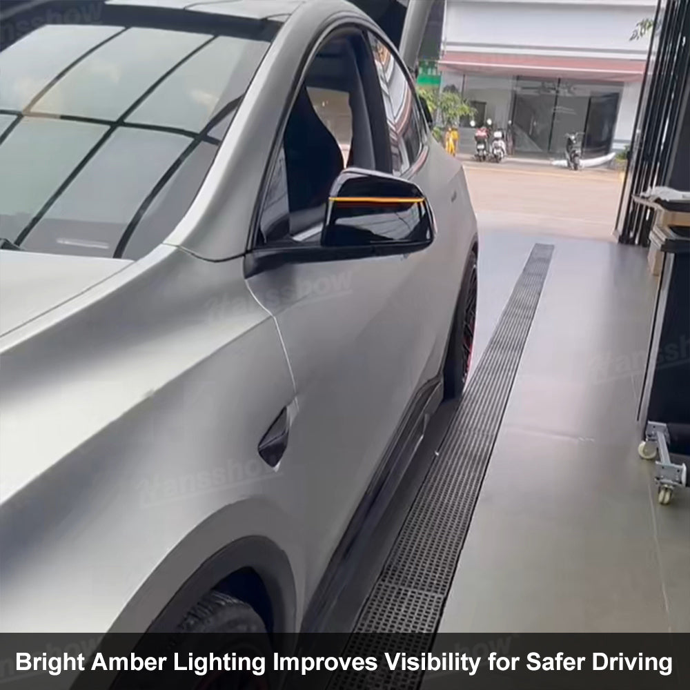 Model Y Juniper Side Mirror LED Turn Signal Lights close-up