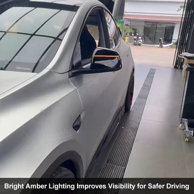 Model Y Juniper Side Mirror LED Turn Signal Lights close-up