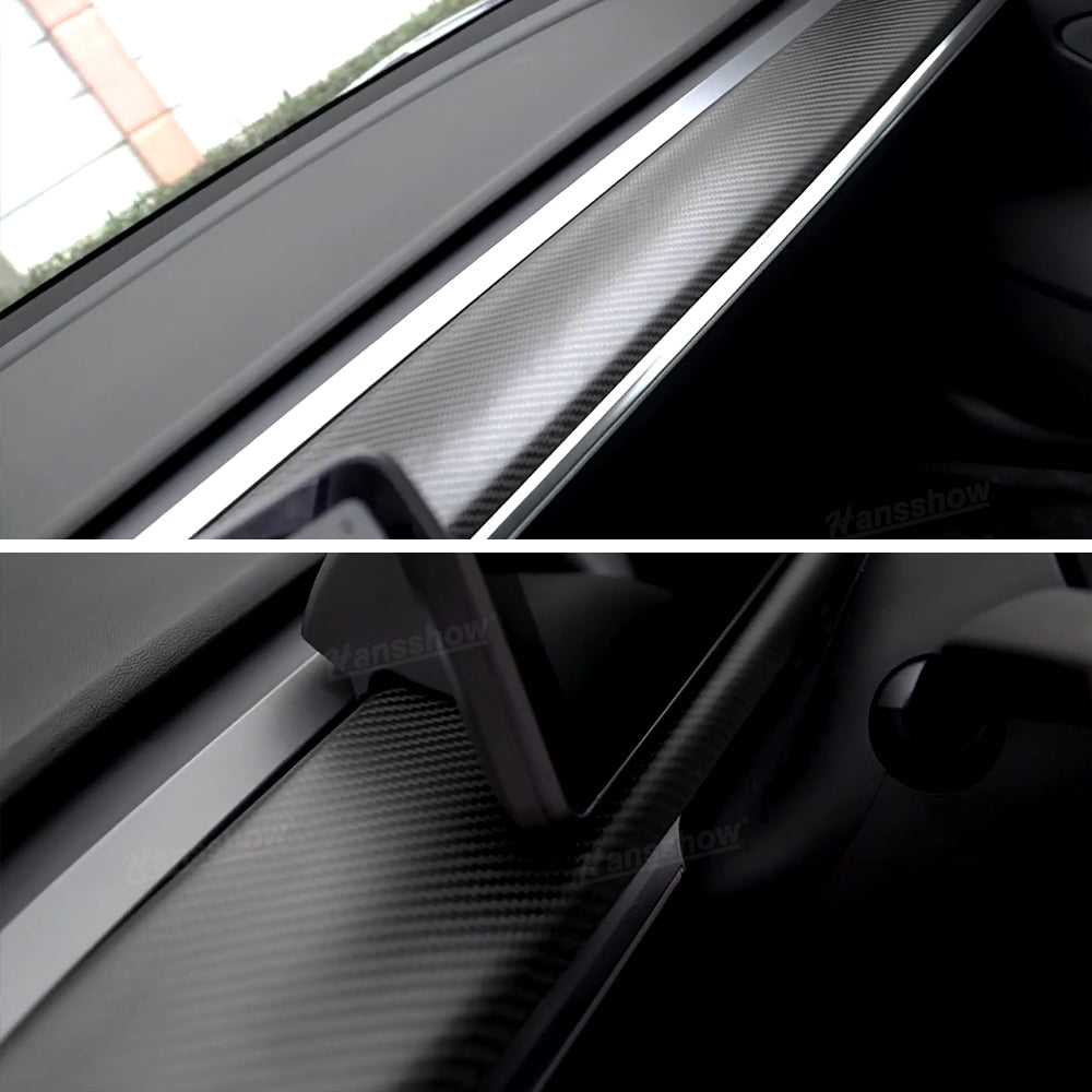 Model Y 2020+ Dashboard Cover Real Carbon Fiber Matte Trim Panel Caps - Close-up detail