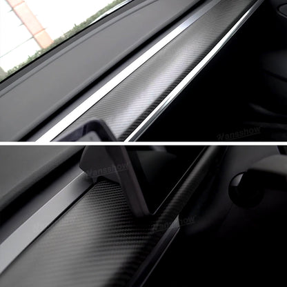 Model Y 2020+ Dashboard Cover Real Carbon Fiber Matte Trim Panel Caps - Close-up detail