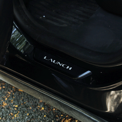 Model Y Juniper LED Welcome Pedal Door Sill Protector With LAUNCH Letter - Side Angle