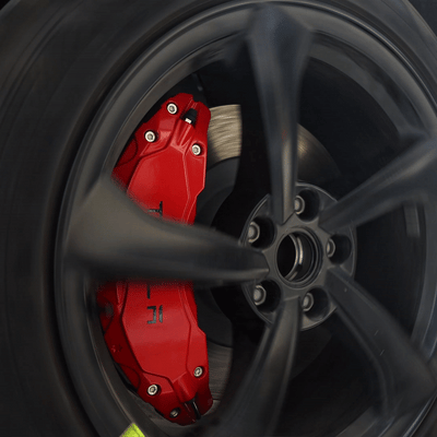 Model Y Juniper Wheel Brake Caliper Cover Set with Tesla Logo - Front view