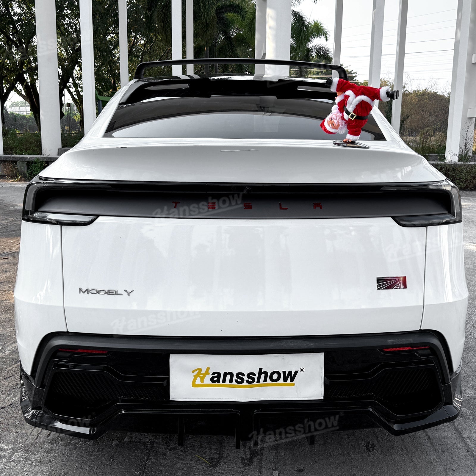 Festive Santa Claus decoration for Tesla Model Y trunk