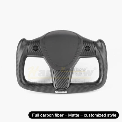 Model 3/Y Full Carbon Fiber Yoke Steering Wheel for Tesla Model Y - front view