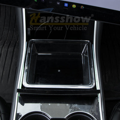 Model 3 Car armrest storage box for Tesla Model Y - installed view