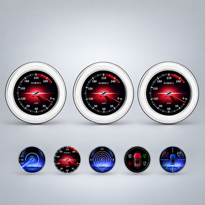 370Z digital gauge faces: speed, tire pressure and G-force displays