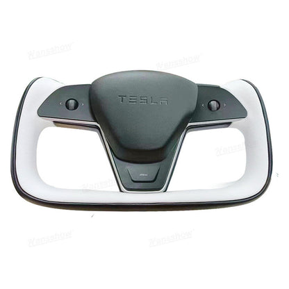 Model Y Yoke Style Steering Wheel Black/White Style - high-quality finish