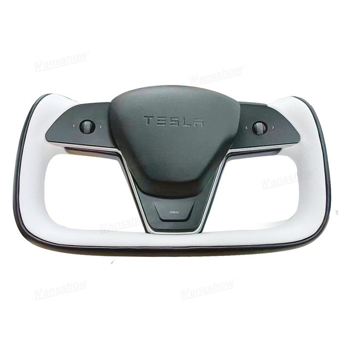 Model Y Yoke Style Steering Wheel Black/White Style - high-quality finish