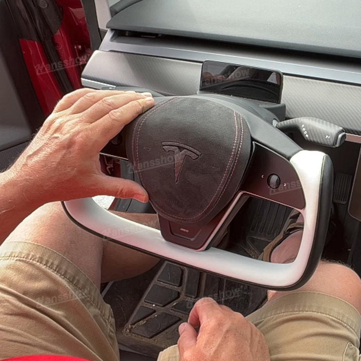 Model Y Yoke Style Steering Wheel Black/White Style - stylish interior