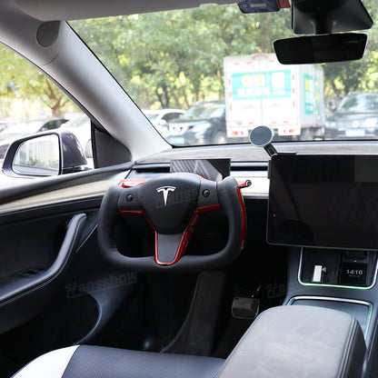 Yoke Style Steering Wheel for Tesla Model Y/3 - Red Sport Style