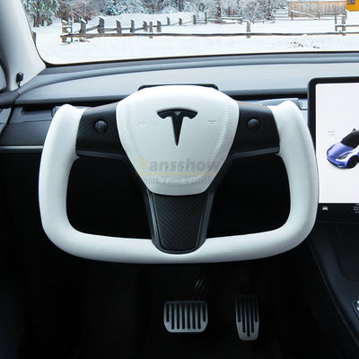 Yoke Style Carbon Fiber Steering Wheel for Tesla Model 3/Y - Fingerprint resistant