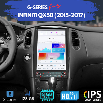 G-Series head unit showing CarPlay interface in Infiniti QX50