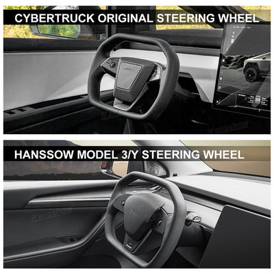 Cyber Steering Wheel for Model Y / 3 Inspired by Cybertruck Style - Side angle