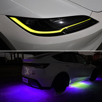 Model Y Juniper Underglow Lights LED Chassis Ambient Lighting Kit - LED brightness demonstration