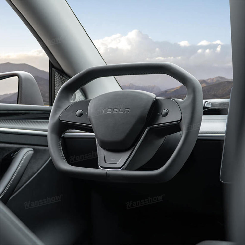 Cyber Steering Wheel for Model Y / 3 Inspired by Cybertruck Style - Comparison with stock wheel