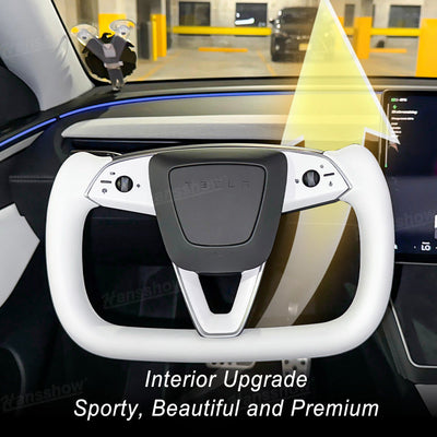 Model Y Juniper Yoke Steering Wheel Alcantara / Nappa Leather Driving Wheel - racing inspiration
