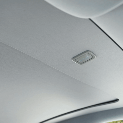 Model Y Juniper Power Sunshade front view with glass roof