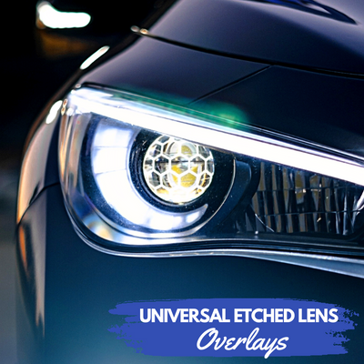 Universal Etched Lens Overlays front view with honeycomb design